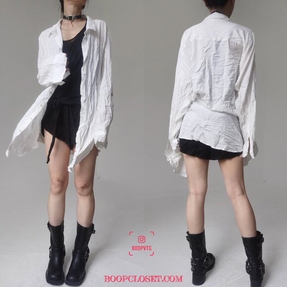 Ann Demeulemeester large white blouse boyfriend oversize silk button dow… - Picture 1 of 16